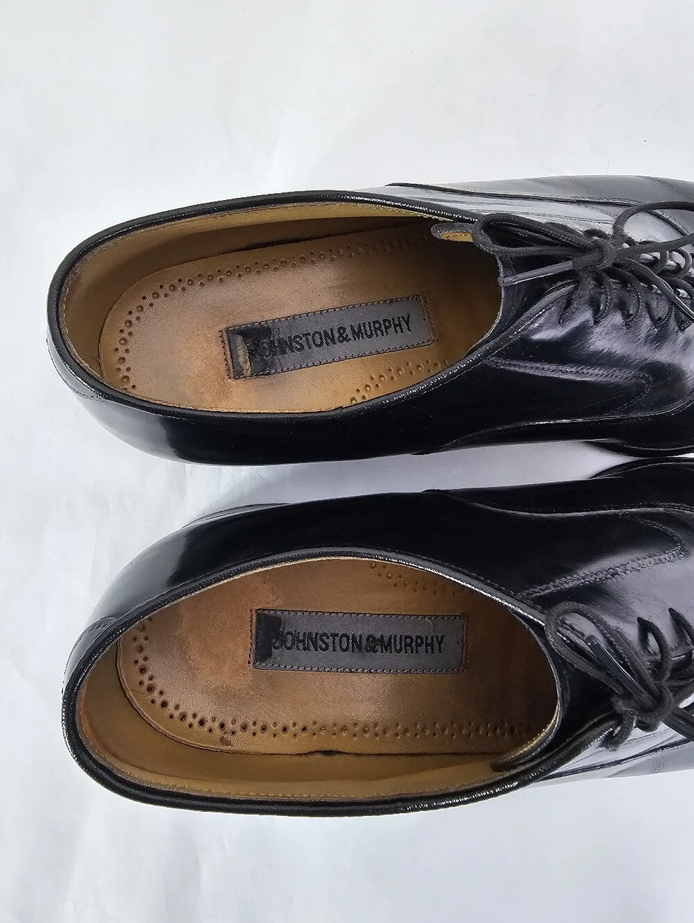 Johnston & Murphy Hyde Park II Black Leather Cap Toe Oxfords Dress Shoes 7.5 E/C